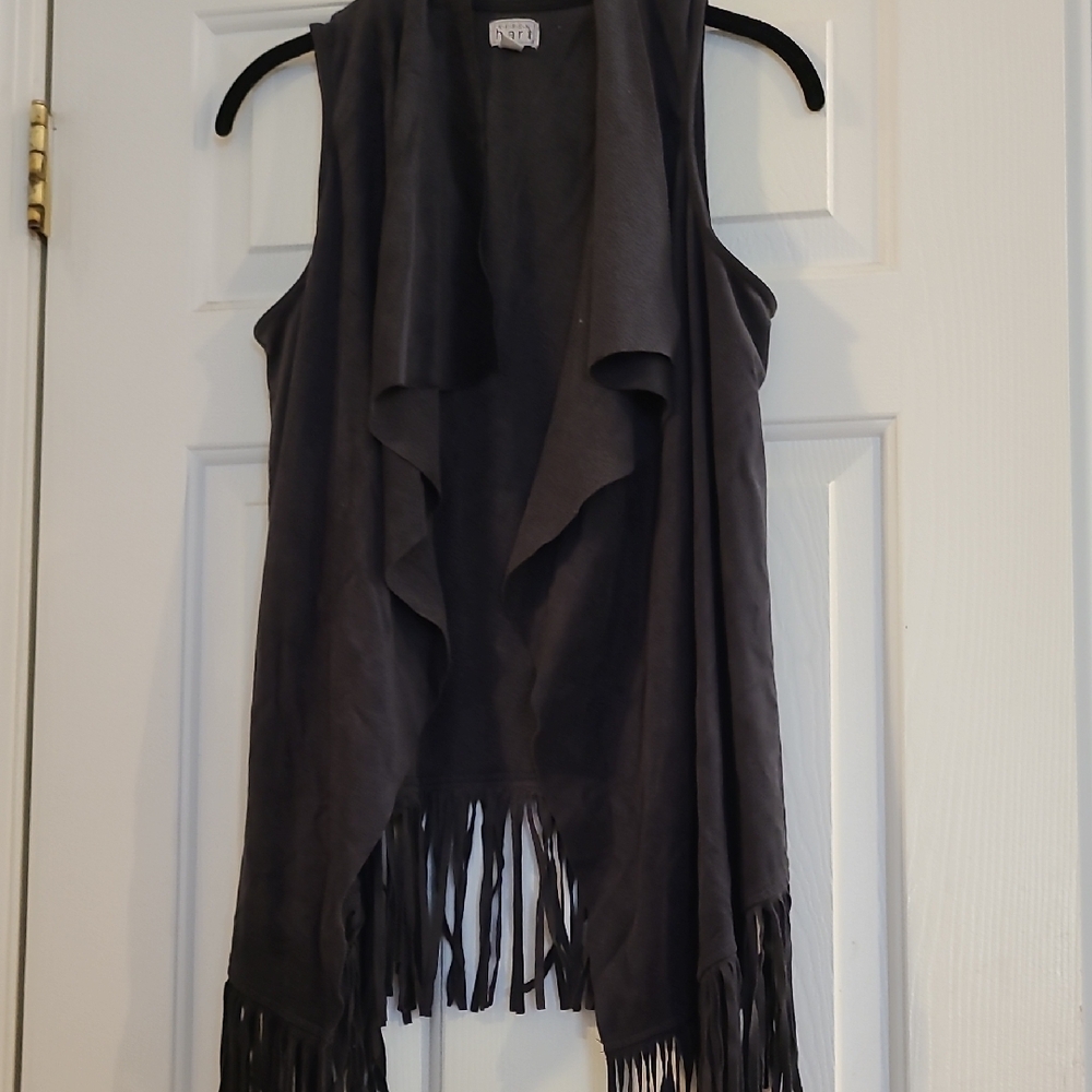 Stylish Dark Gray Fringe Vest